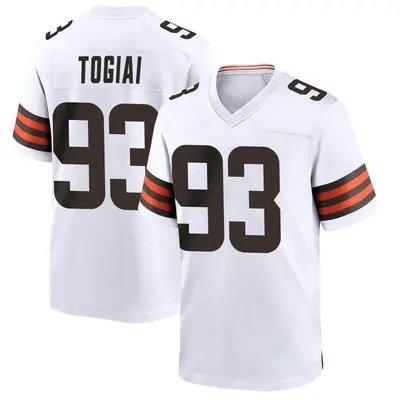 Men's Game Tommy Togiai Cleveland Browns White Jersey