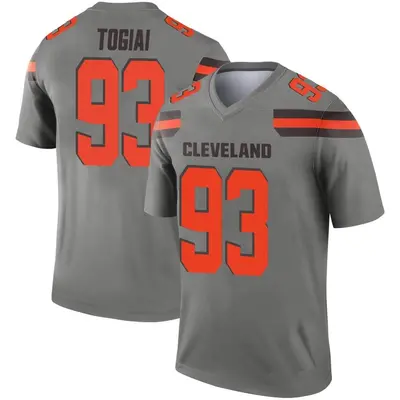 Men's Legend Tommy Togiai Cleveland Browns Inverted Silver Jersey