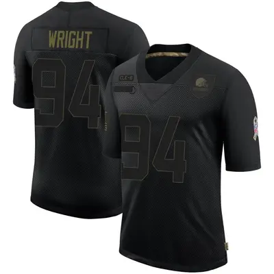 Men's Limited Alex Wright Cleveland Browns Black 2020 Salute To Service Jersey
