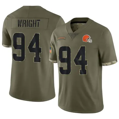 Men's Limited Alex Wright Cleveland Browns Olive 2022 Salute To Service Jersey