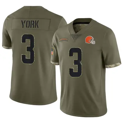 Men's Limited Cade York Cleveland Browns Olive 2022 Salute To Service Jersey