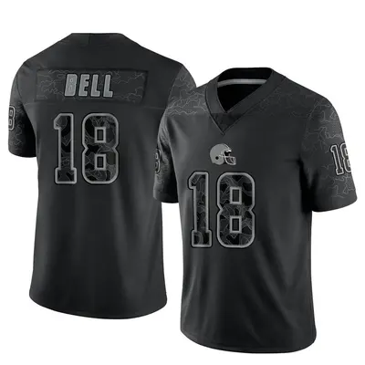 Men's Limited David Bell Cleveland Browns Black Reflective Jersey