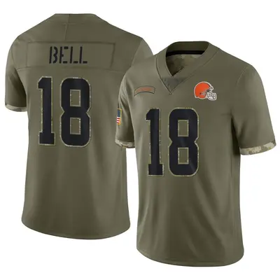 Men's Limited David Bell Cleveland Browns Olive 2022 Salute To Service Jersey