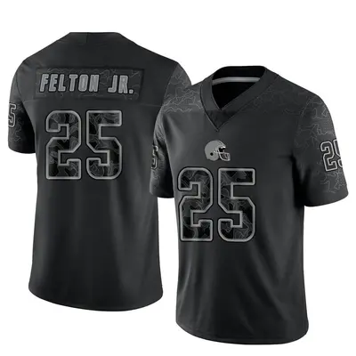 Men's Limited Demetric Felton Jr. Cleveland Browns Black Reflective Jersey