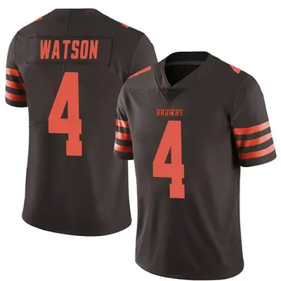 Men's Limited Deshaun Watson Cleveland Browns Brown Color Rush Jersey