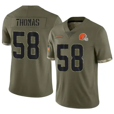 Men's Limited Isaiah Thomas Cleveland Browns Olive 2022 Salute To Service Jersey