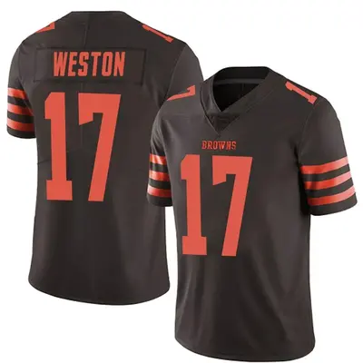 Men's Limited Isaiah Weston Cleveland Browns Brown Color Rush Jersey