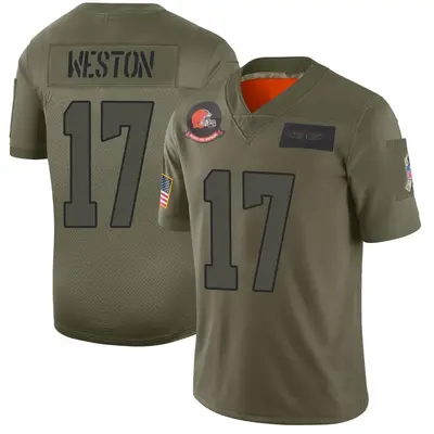 Men's Limited Isaiah Weston Cleveland Browns Camo 2019 Salute to Service Jersey