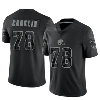 Men's Limited Jack Conklin Cleveland Browns Black Reflective Jersey