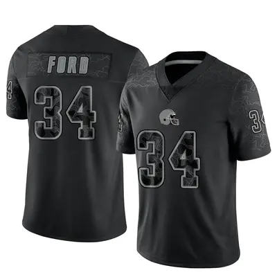 Men's Limited Jerome Ford Cleveland Browns Black Reflective Jersey