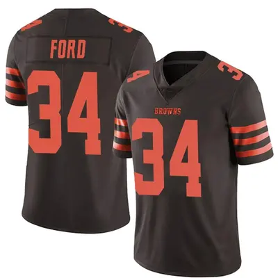 Men's Limited Jerome Ford Cleveland Browns Brown Color Rush Jersey