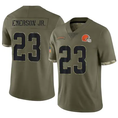 Men's Limited Martin Emerson Jr. Cleveland Browns Olive 2022 Salute To Service Jersey