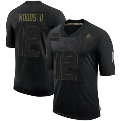 Men's Limited Michael Woods II Cleveland Browns Black 2020 Salute To Service Jersey