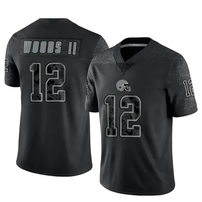 Men's Limited Michael Woods II Cleveland Browns Black Reflective Jersey