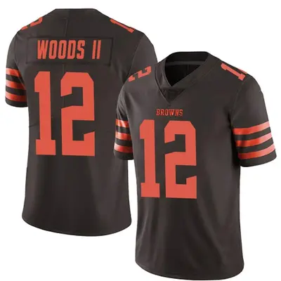 Men's Limited Michael Woods II Cleveland Browns Brown Color Rush Jersey