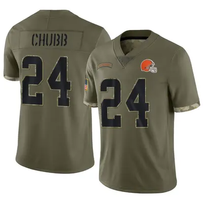 Men's Limited Nick Chubb Cleveland Browns Olive 2022 Salute To Service Jersey