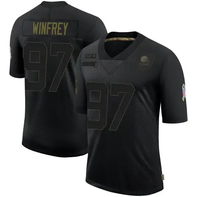 Men's Limited Perrion Winfrey Cleveland Browns Black 2020 Salute To Service Jersey