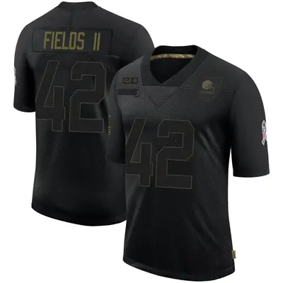 Men's Limited Tony Fields II Cleveland Browns Black 2020 Salute To Service Jersey