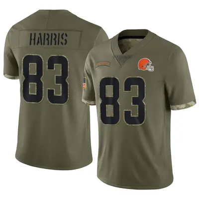 Men's Limited Travell Harris Cleveland Browns Olive 2022 Salute To Service Jersey