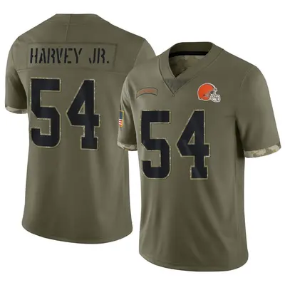 Men's Limited Willie Harvey Jr. Cleveland Browns Olive 2022 Salute To Service Jersey