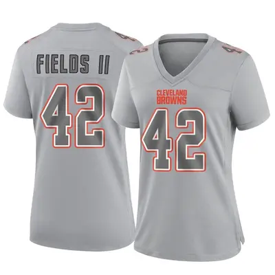 Women's Game Tony Fields II Cleveland Browns Gray Atmosphere Fashion Jersey