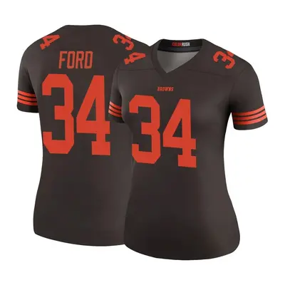 Women's Legend Jerome Ford Cleveland Browns Brown Color Rush Jersey