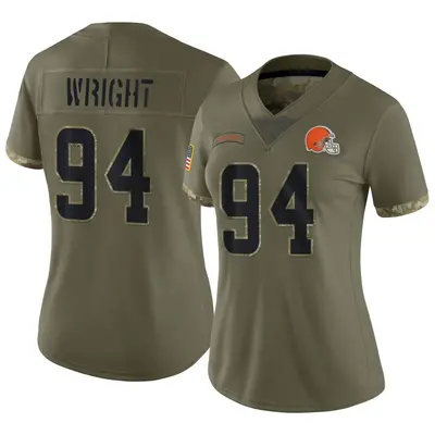 Women's Limited Alex Wright Cleveland Browns Olive 2022 Salute To Service Jersey