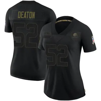Women's Limited Dawson Deaton Cleveland Browns Black 2020 Salute To Service Jersey