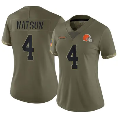 Women's Limited Deshaun Watson Cleveland Browns Olive 2022 Salute To Service Jersey