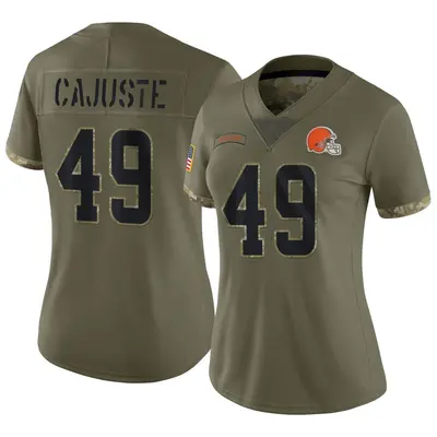 Women's Limited Devon Cajuste Cleveland Browns Olive 2022 Salute To Service Jersey