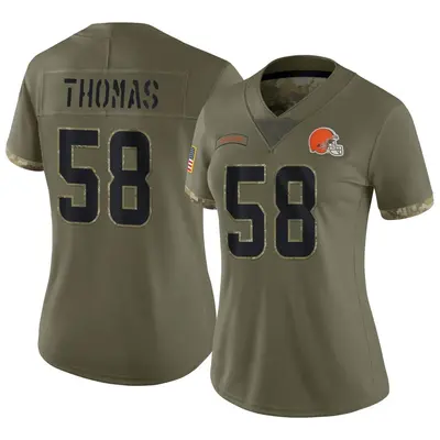 Women's Limited Isaiah Thomas Cleveland Browns Olive 2022 Salute To Service Jersey