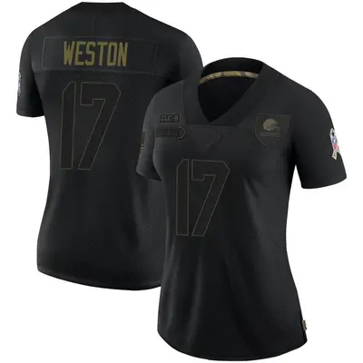 Women's Limited Isaiah Weston Cleveland Browns Black 2020 Salute To Service Jersey