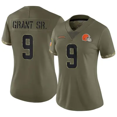 Women's Limited Jakeem Grant Sr. Cleveland Browns Olive 2022 Salute To Service Jersey