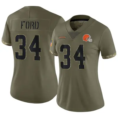 Women's Limited Jerome Ford Cleveland Browns Olive 2022 Salute To Service Jersey