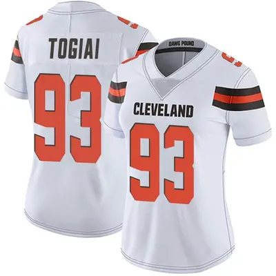 Women's Limited Tommy Togiai Cleveland Browns White Vapor Untouchable Jersey