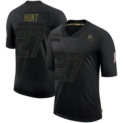 Youth Limited Kareem Hunt Cleveland Browns Black 2020 Salute To Service Jersey